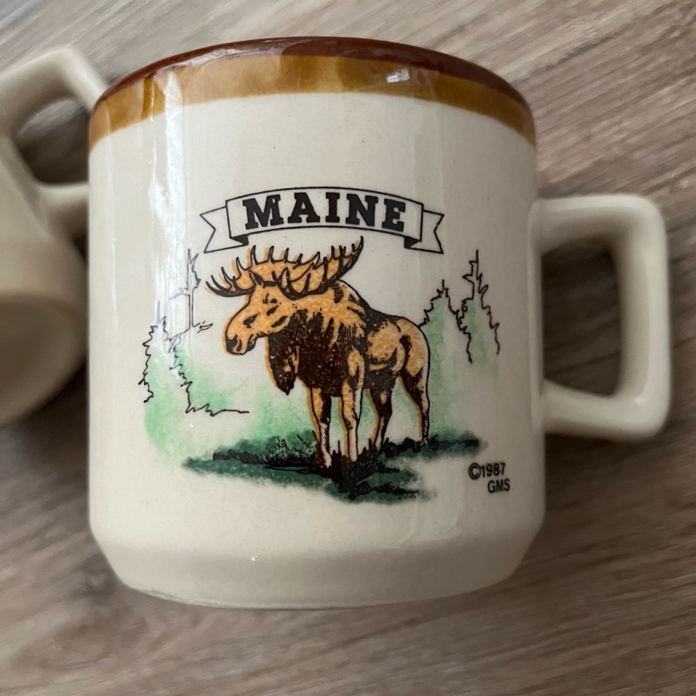 1987 Vintage Maine Moose Mug Set of 2